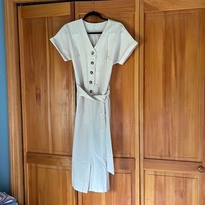 Short Sleeve V Neck Button Belted Wide Leg Jumpsuits with Pockets